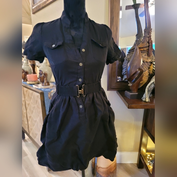 Y2k Bubble Black Dress with Belt by Poetry Clothing size S - Picture 1 of 15